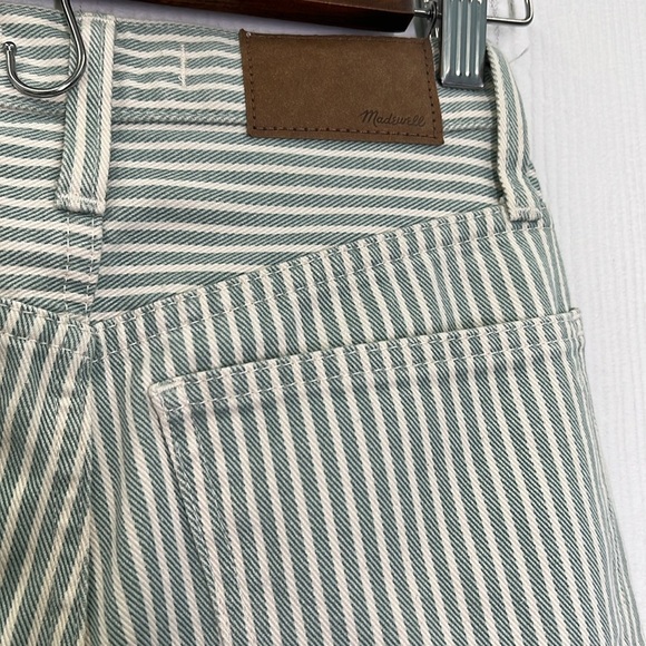 Madewell - The Perfect Vintage Wide - Leg Pale Celadon Stripe Crop Jean Size 23 - Picture 11 of 12